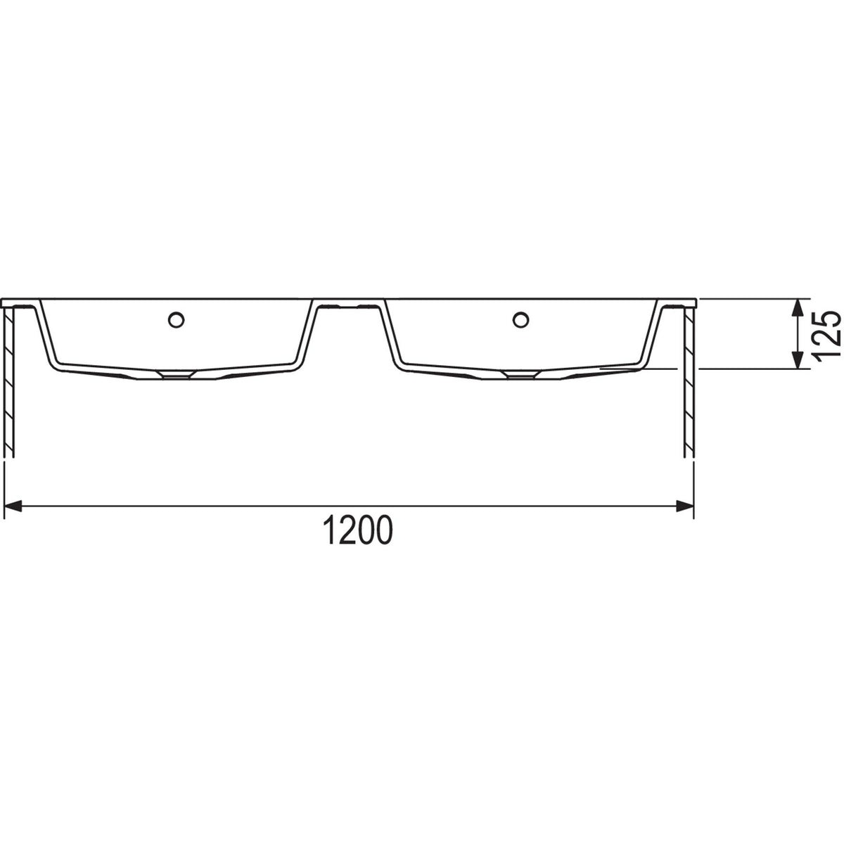 NICOS INTERNATIONAL- Moebelwaschtisch MAX 1210D mit 2 Becken- Mineral Composite 87752 87752