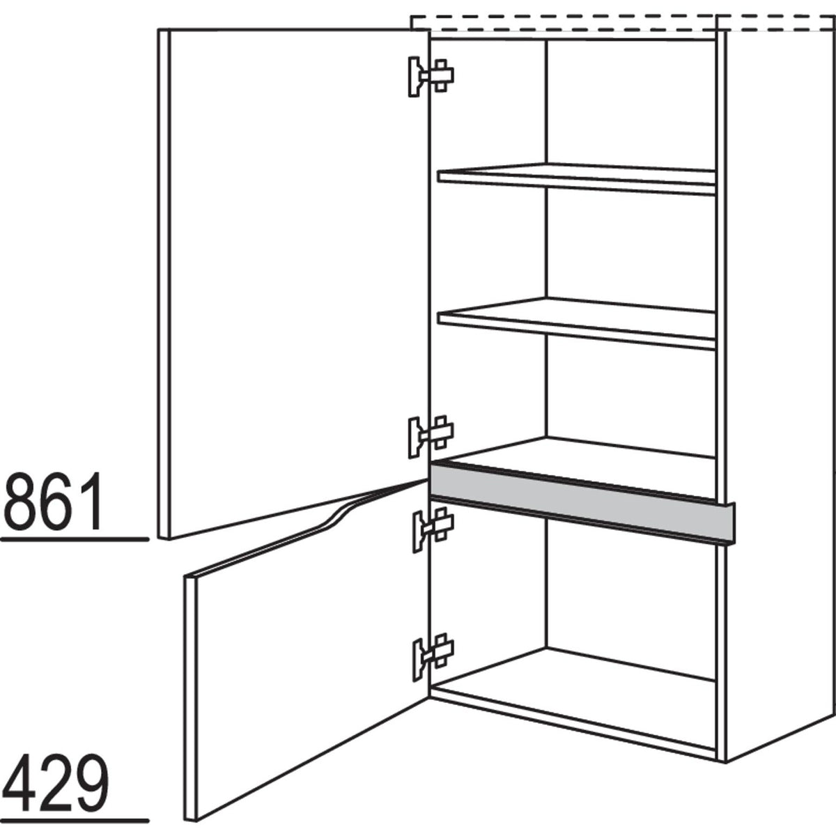 nobilia Abschluss-Midischrank Curve NBM2TAC45-130 67724