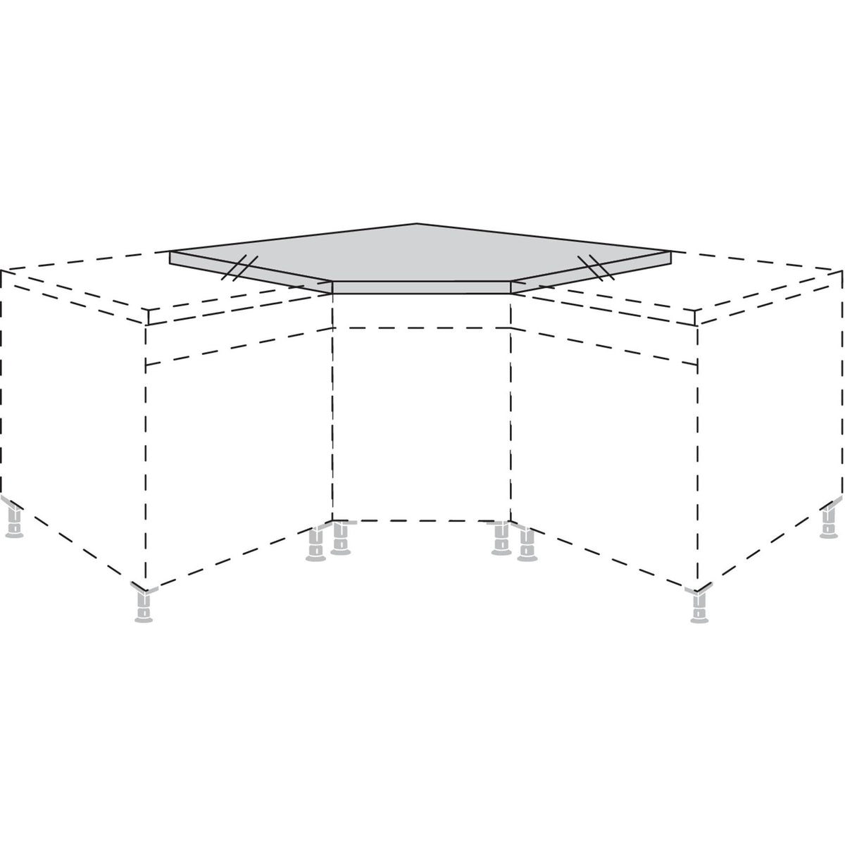 nobilia Arbeitsplatte 135--Ecke- fuer Diagonal-Unterschraenke APDE25105 7395