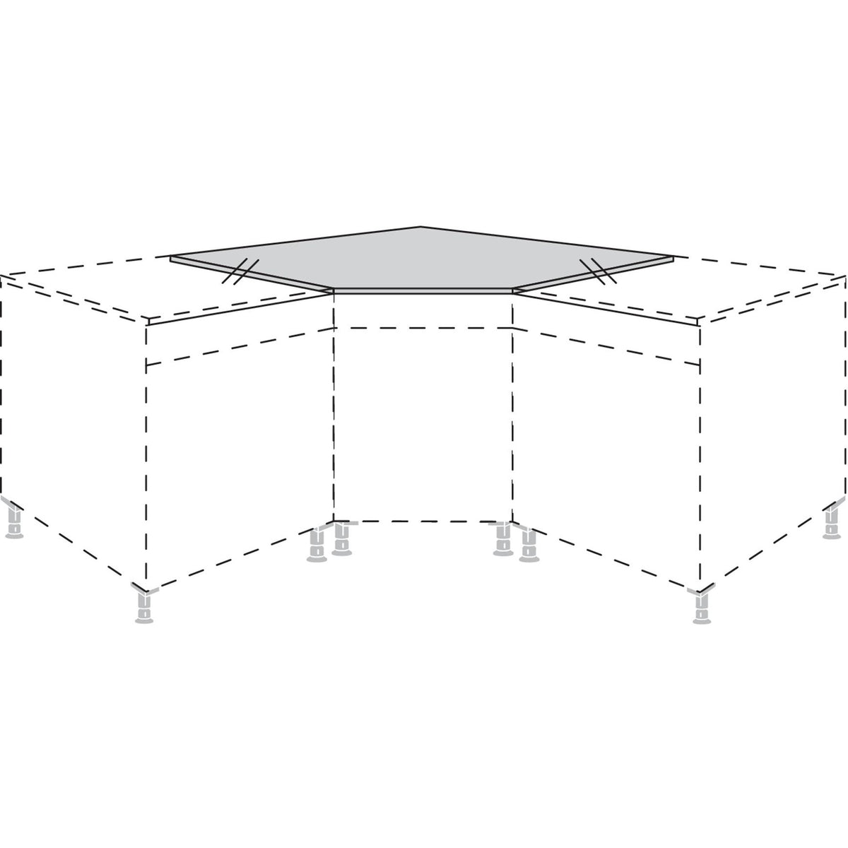nobilia Arbeitsplatte APSLN Slim Line- 135--Ecke- fuer Diagonal-Unterschraenke APSLNE90 7889