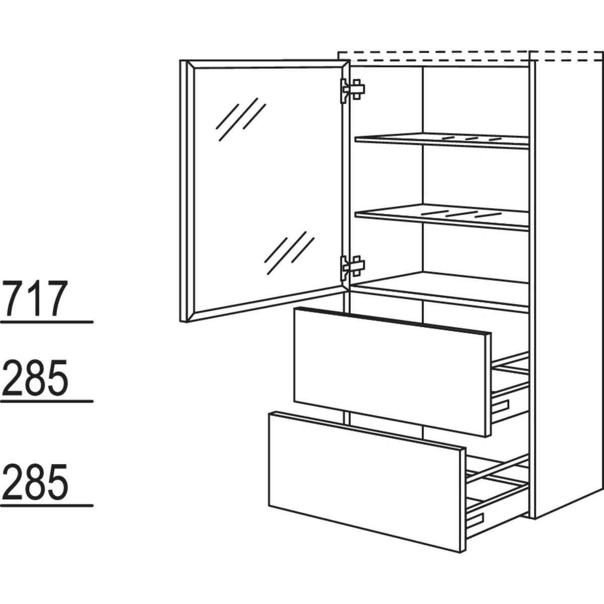 Nobilia Badezimmer-Midischrank Flat BMGF2A45-130 2997