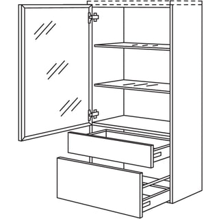 nobilia Midischrank Flat BMGFSA60-130 60 cm - Look | 099 / Mattglas | 02 / Flat, Alu-Rahmenfront Alpinweiß | 431
