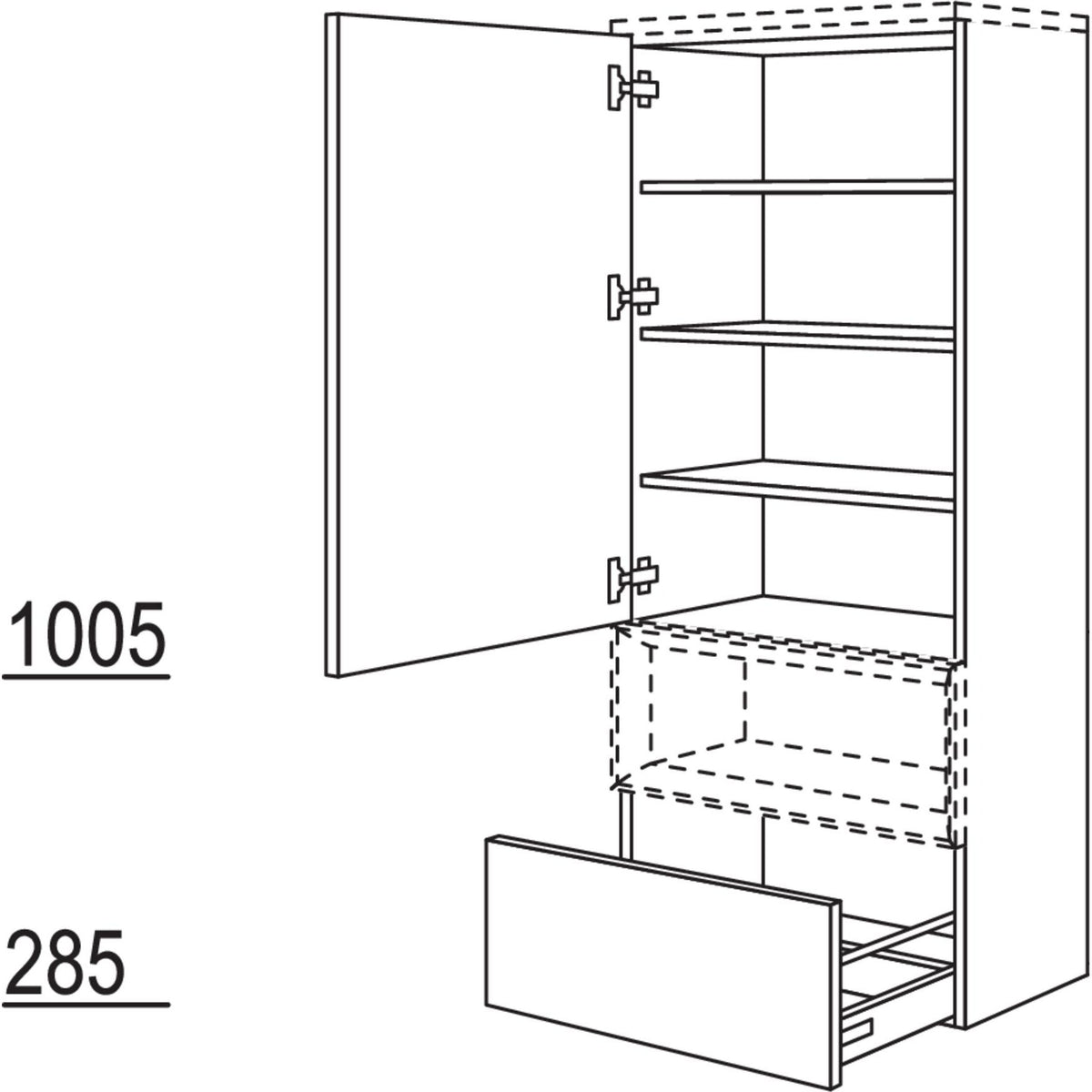 Nobilia Badezimmer-Midischrank fuer Regaleinsatz Case BMAC45-158 2957