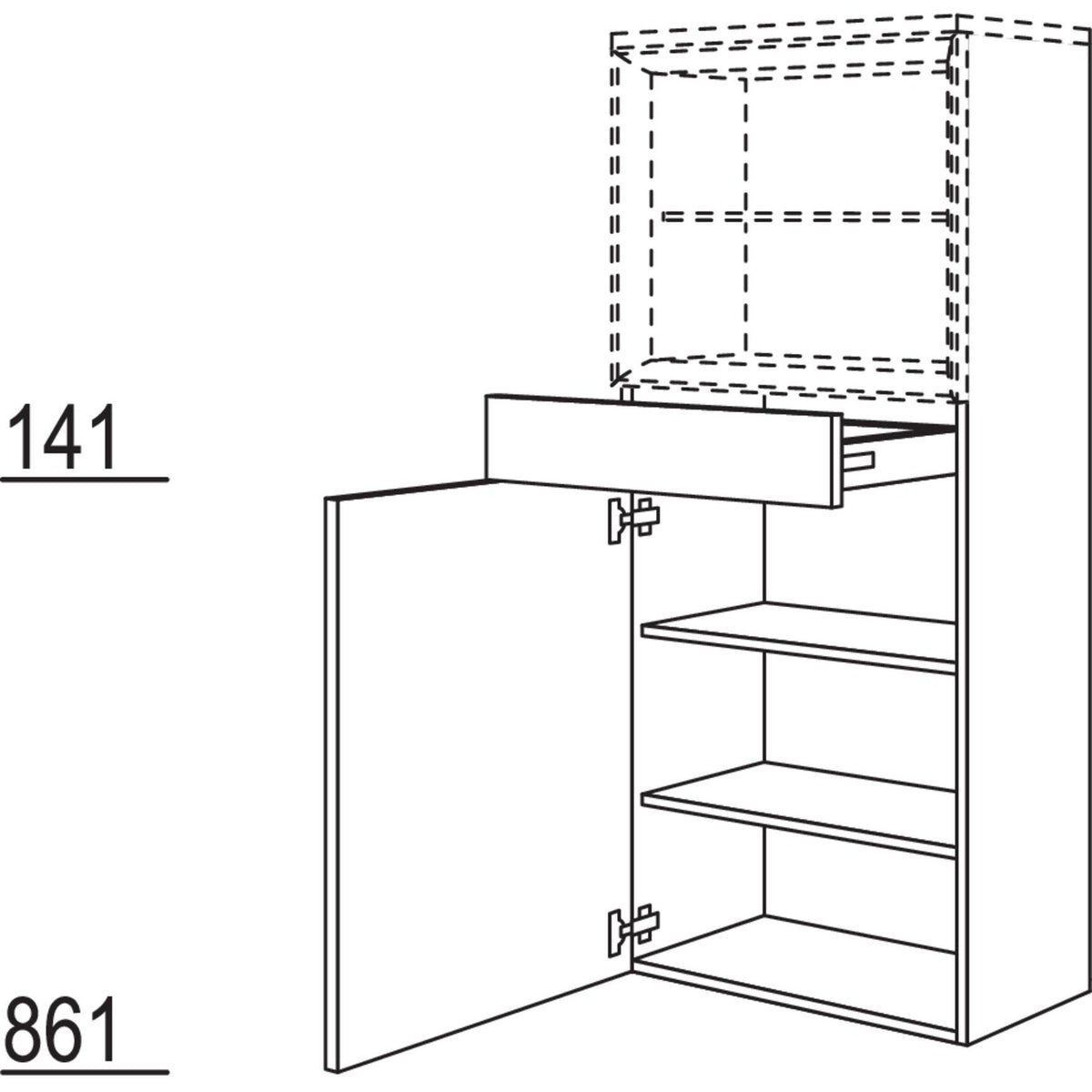 Nobilia Badezimmer-Midischrank fuer Regaleinsatz Case BMSDC40-158 2938