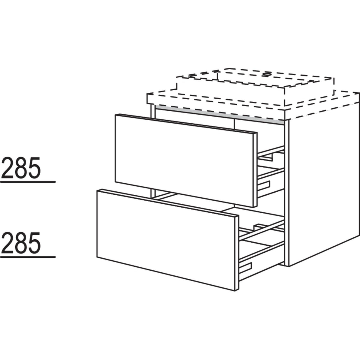 Nobilia Badezimmer-Waschtischschrank BW2A100-58 2888