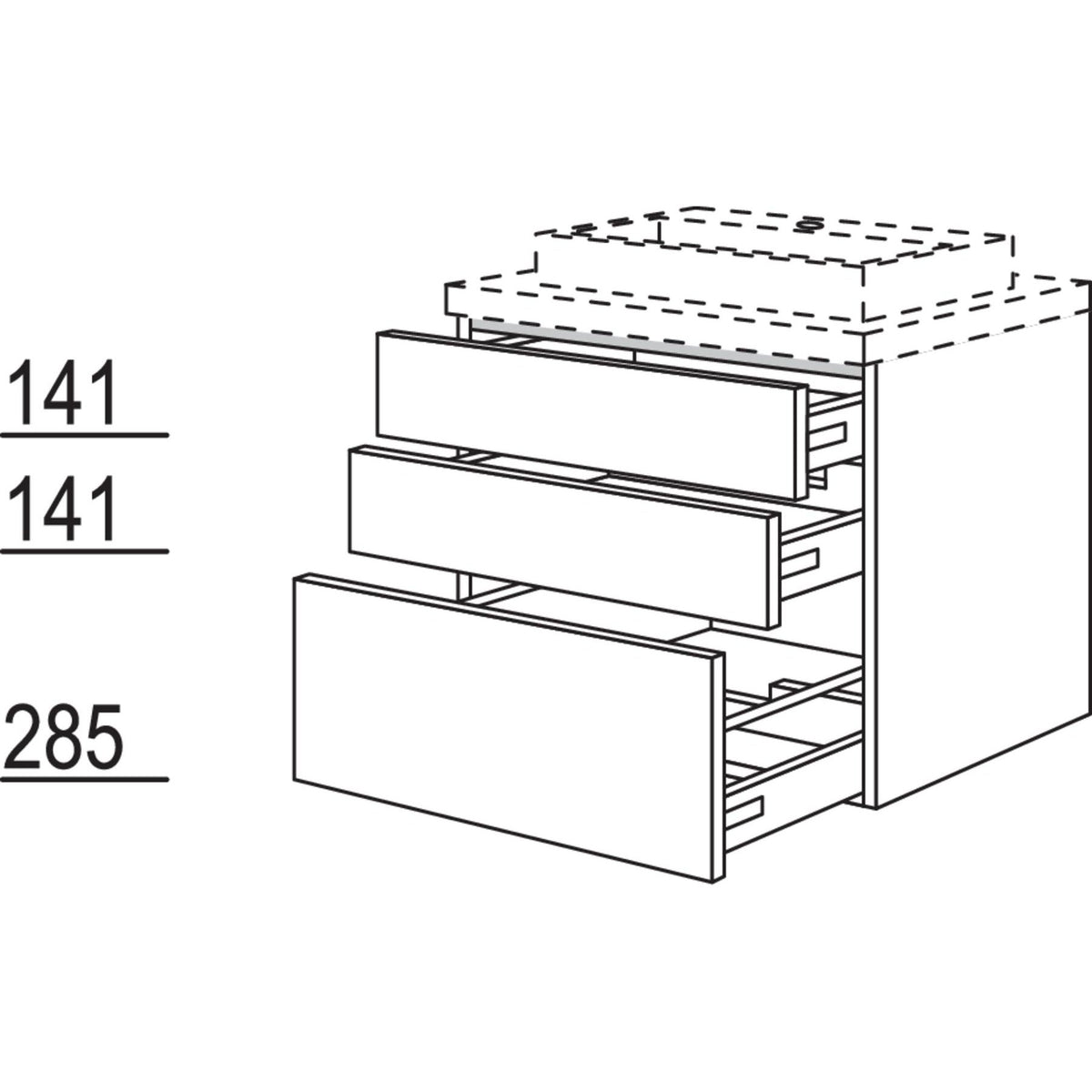 Nobilia Badezimmer-Waschtischschrank BW2SA60-58 2875
