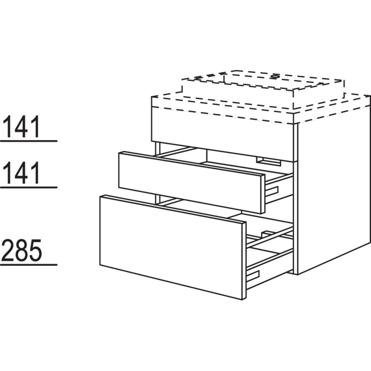 Nobilia Badezimmer-Waschtischschrank BWSA60-58 2805