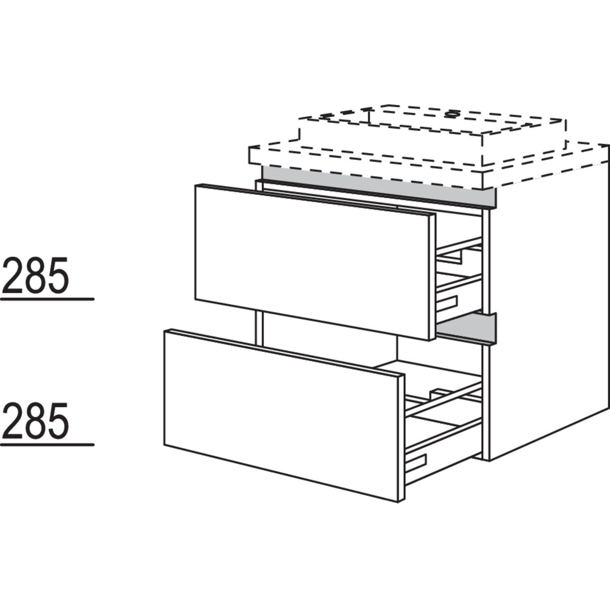 Nobilia Badezimmer-Waschtischschrank NBW2A45-63 67603