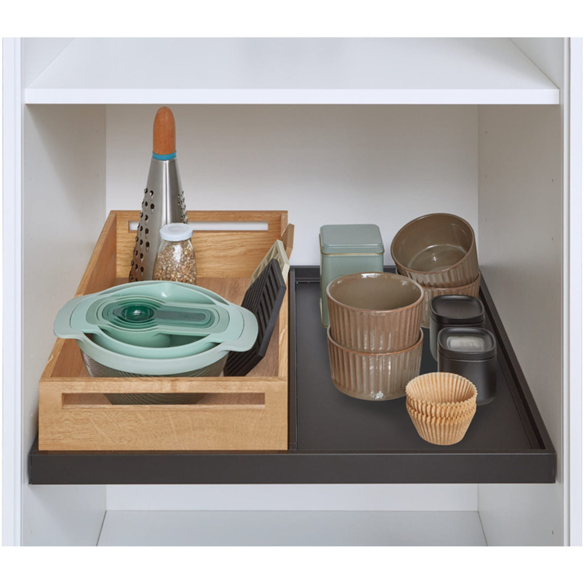 Nobilia Designbodenhalter Taro mit Holzbox und Glasablage DBT-BGA60-56 15415