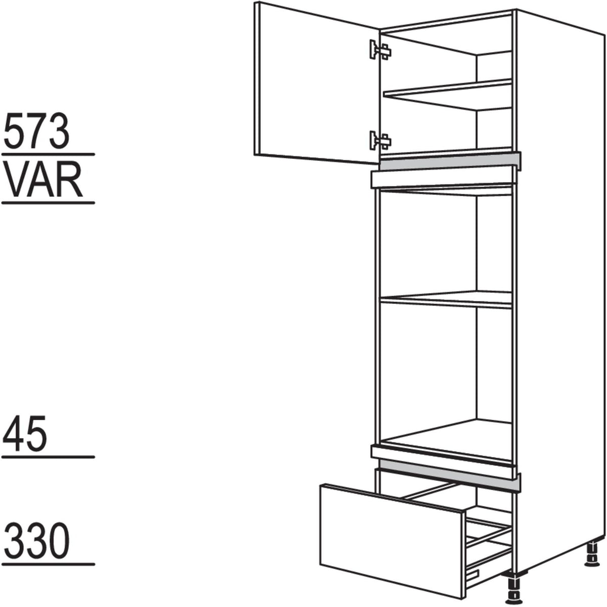 Nobilia Geraete-Umbau Backofen und Dampfgarer - Kompaktgeraet NGODKA-3 45554