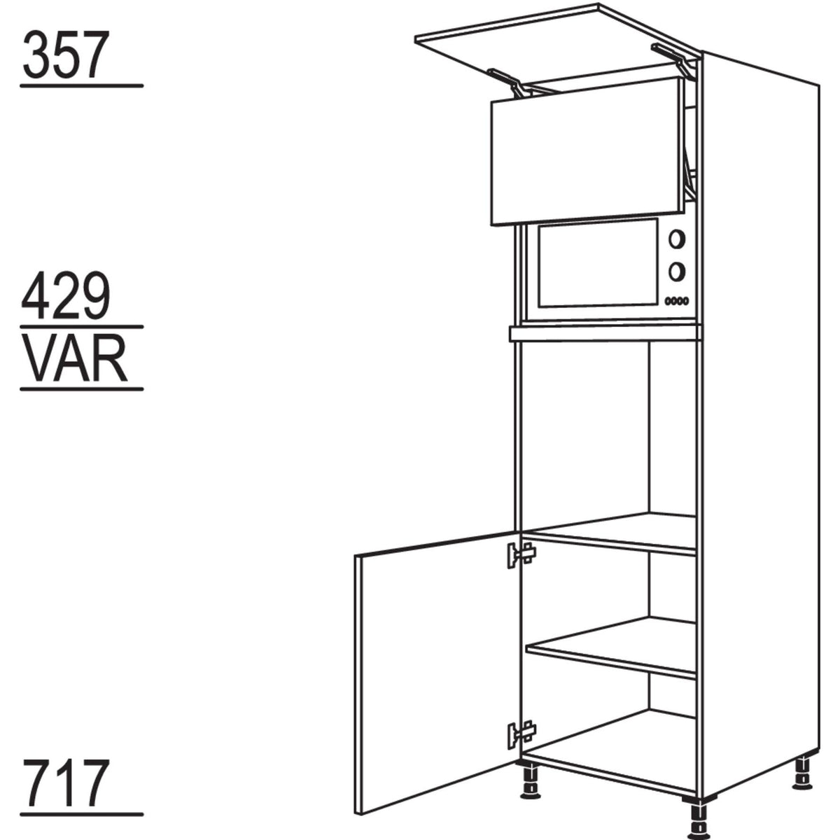 Nobilia Geraete-Umbau Backofen und Mikrowelle mit Lifttuer GDLO-3 44534