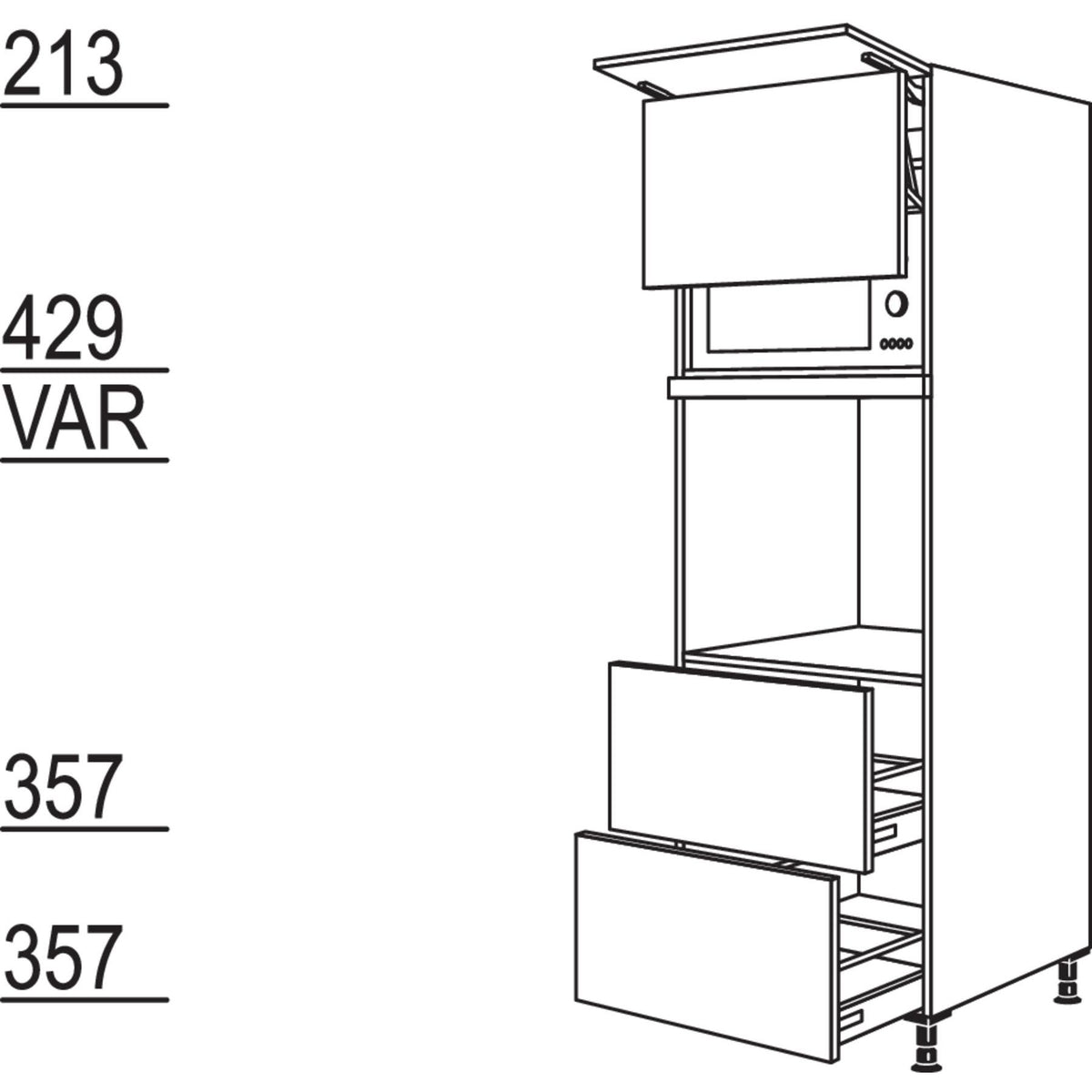 Nobilia Geraete-Umbau Backofen und Mikrowelle mit Lifttuer GDLO2A-1 24535