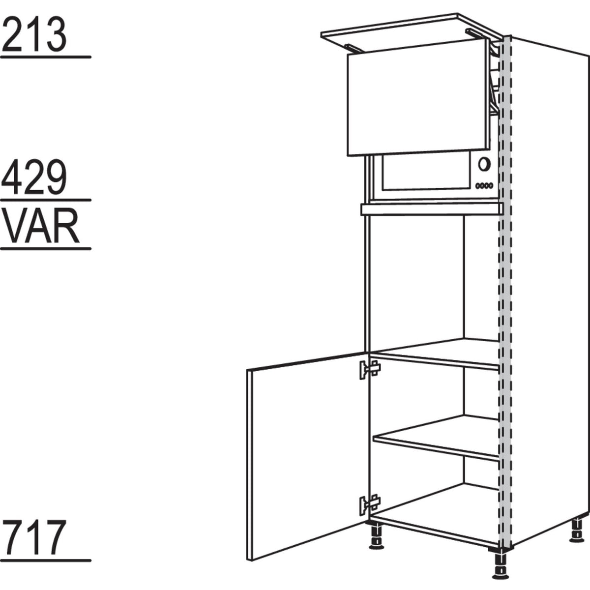 Nobilia Geraete-Umbau Backofen und Mikrowelle mit Lifttuer NGSLO-1 23595