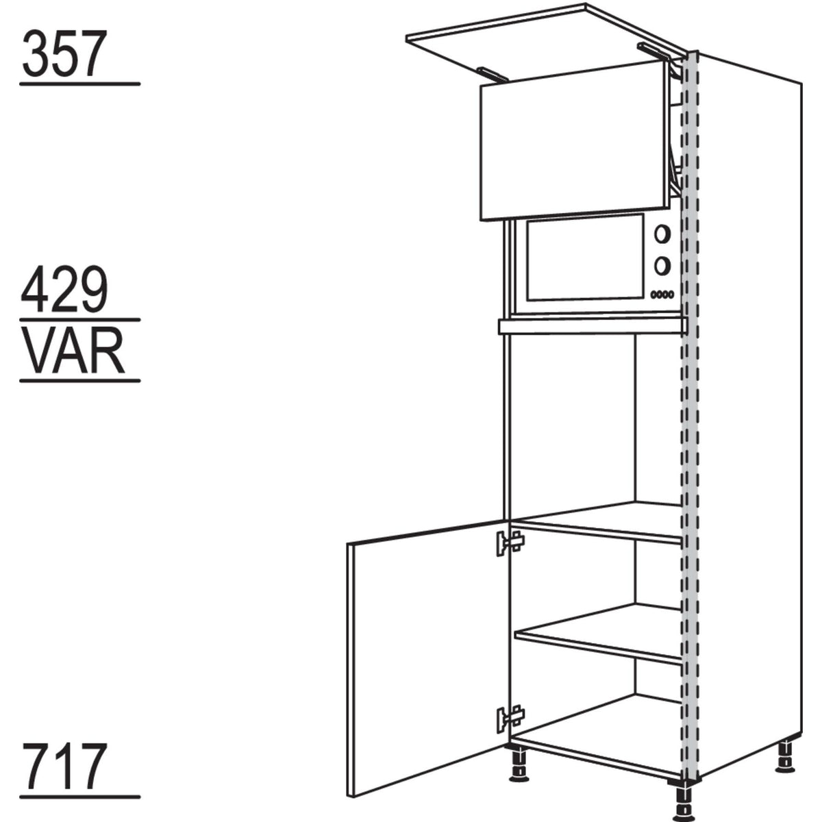Nobilia Geraete-Umbau Backofen und Mikrowelle mit Lifttuer NGSLO-3 52595