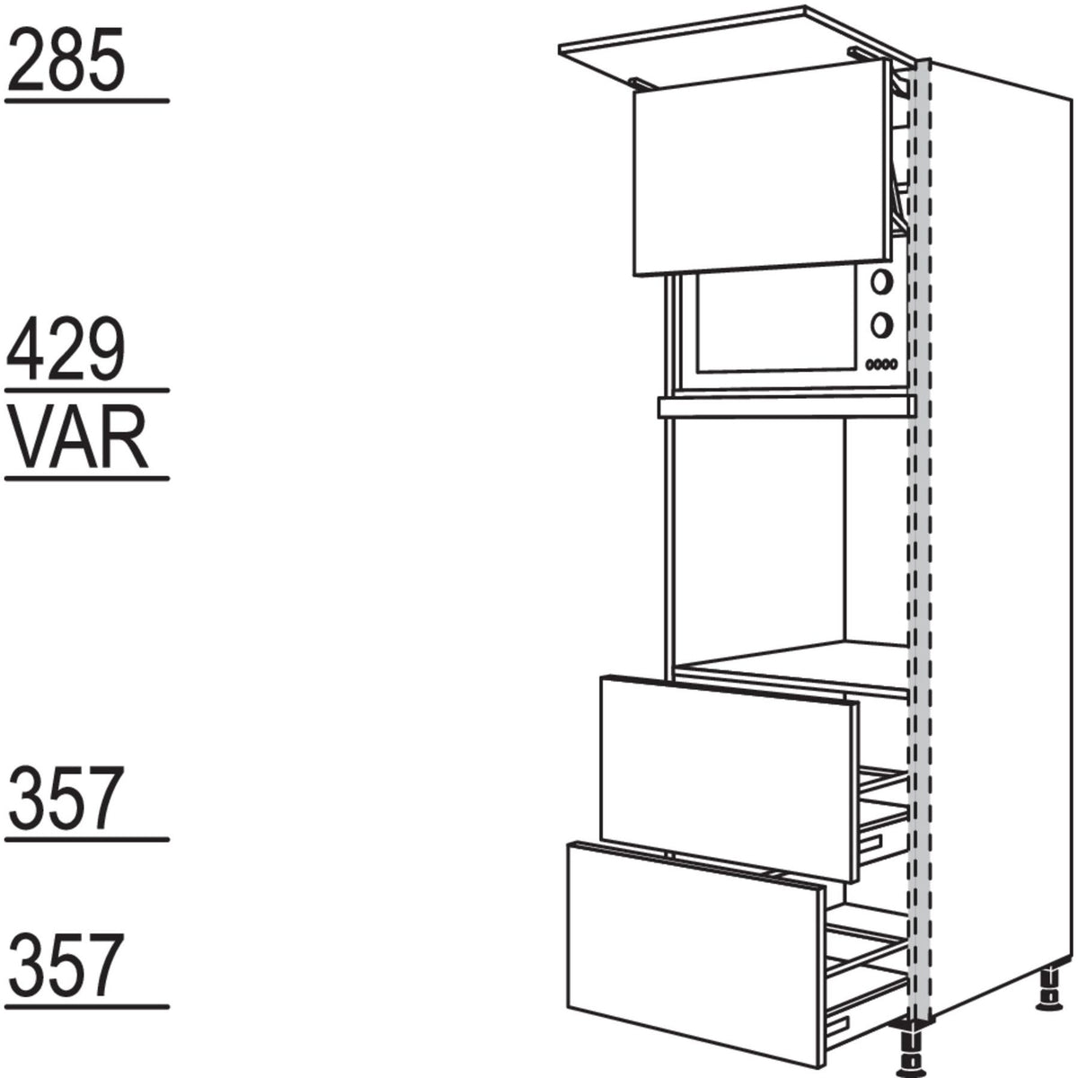 Nobilia Geraete-Umbau Backofen und Mikrowelle mit Lifttuer NGSLO2A-2 36596
