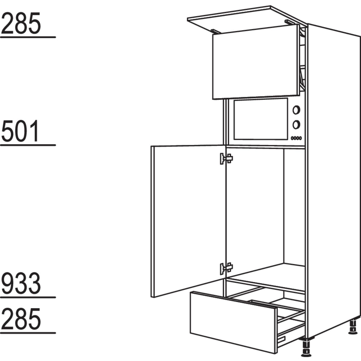 Nobilia Geraete-Umbau Kuehlautomat und Mikrowelle mit Lifttuer G88LA-1 24636