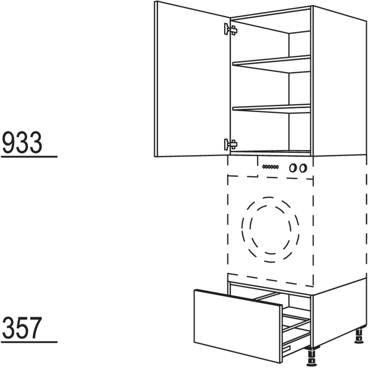 Nobilia Geraete-Umbau Waschmaschine - Waeschetrockner GDWST60-3 45619