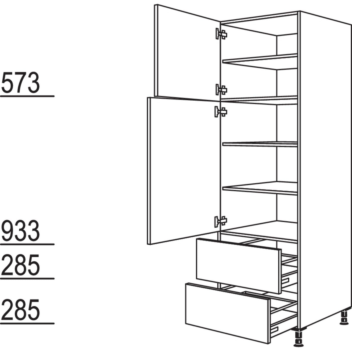 Nobilia Geschirr-- Vorratsschrank H2A60-2 35020