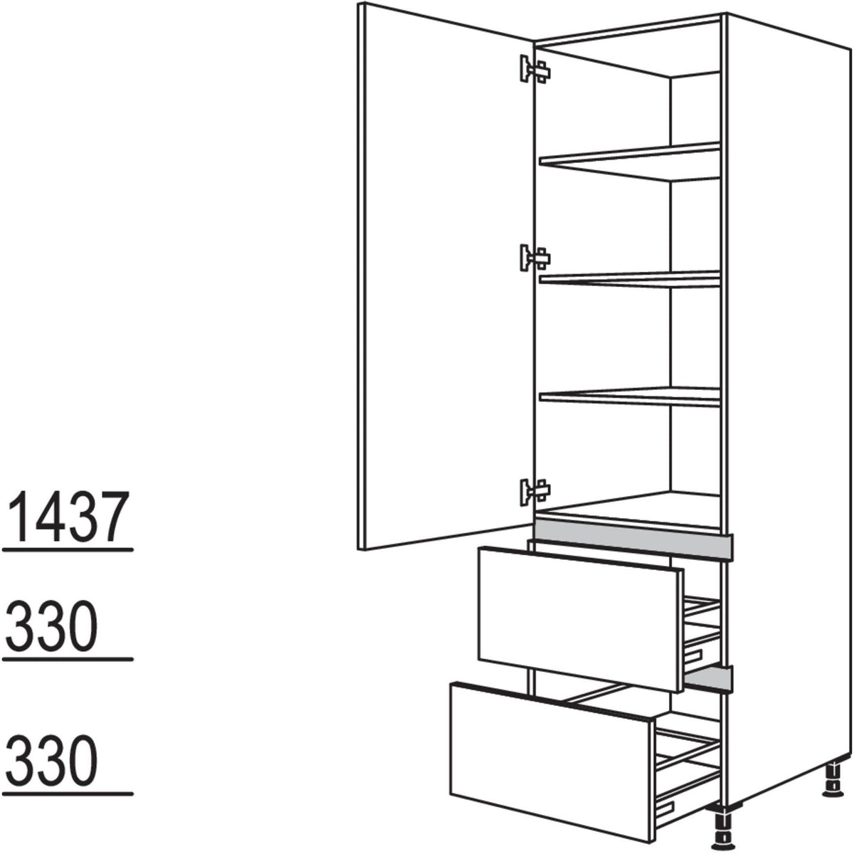 Nobilia Geschirr-- Vorratsschrank NH2A60-3 47129