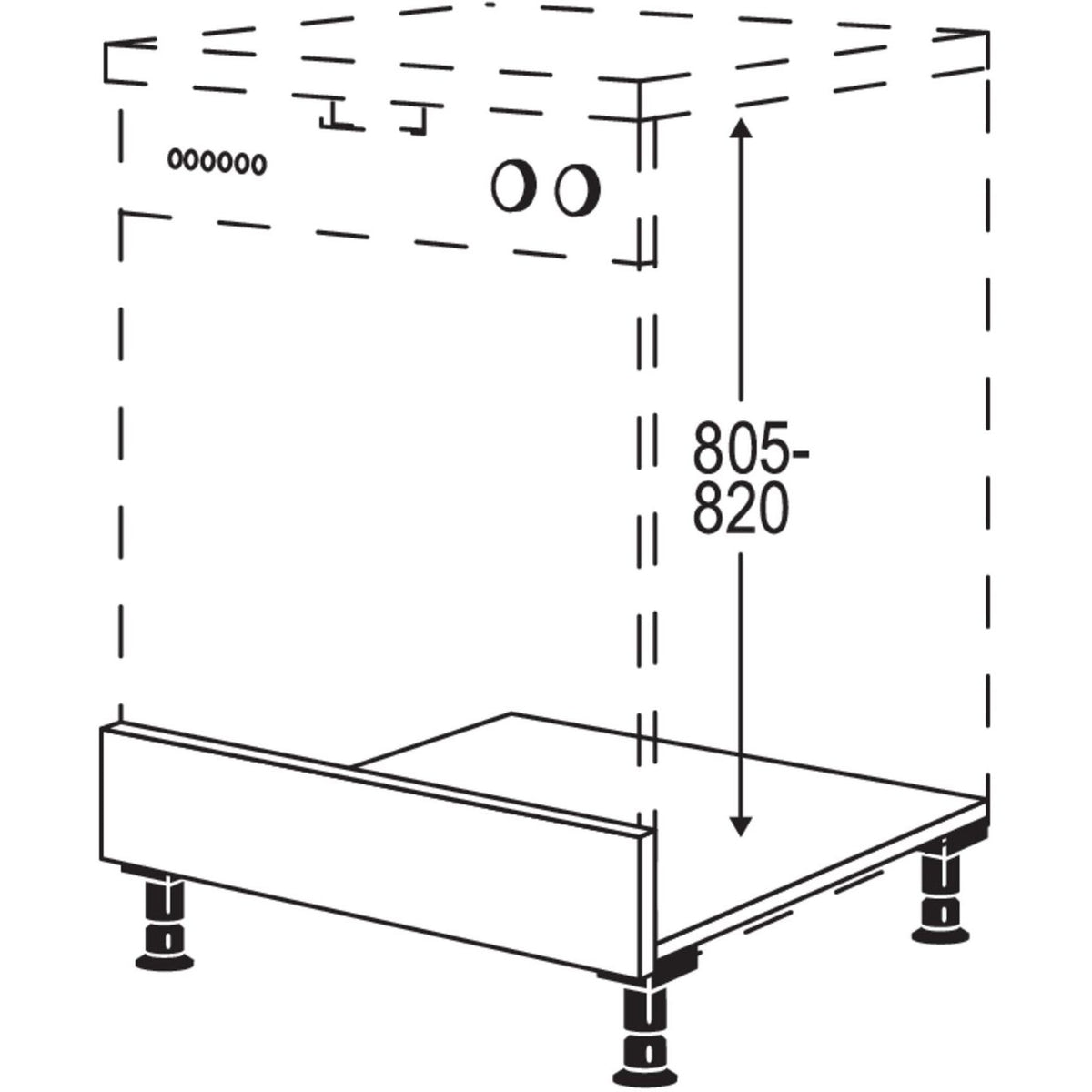Nobilia Geschirrspueler-Unterbau fuer Maxi-Hoehe fuer Geraetehoehe- 805 bis 820 mm GSU60-M 098