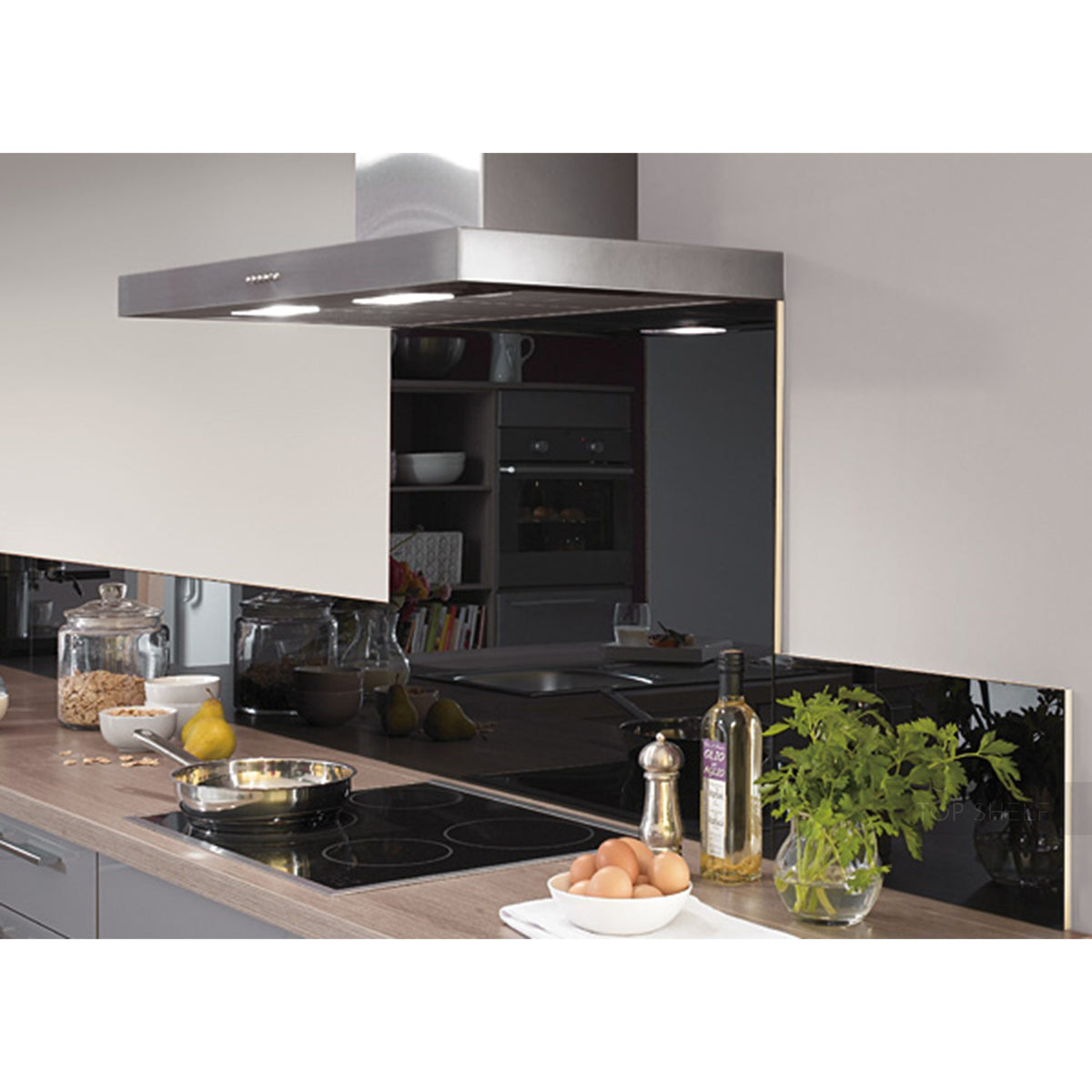 Nobilia Glas-Nischenwandverkleidung- rückseitig lackiert- 695 mm hoch- für Nischenhöhe unter NVG60-26 2906