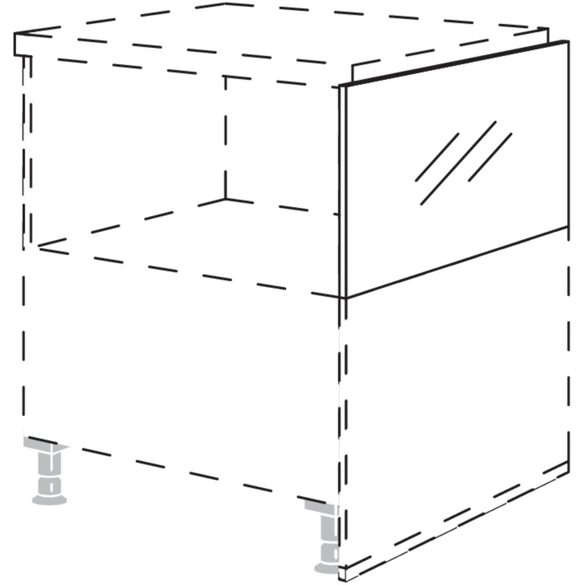 Nobilia Glaswange fuer Raumplanungen mit Unterschraenken in Sonderhoehe 432 mm UWGR62-42 6486