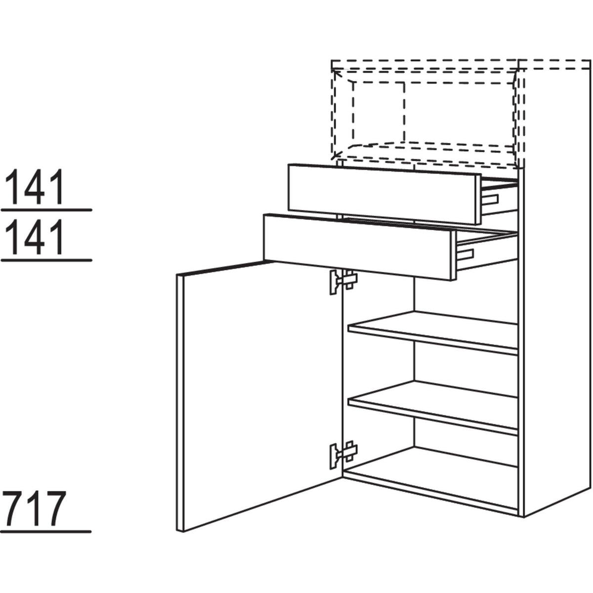 Nobilia Highboard fuer Regaleinsatz Case HBB2SC40-130 67960