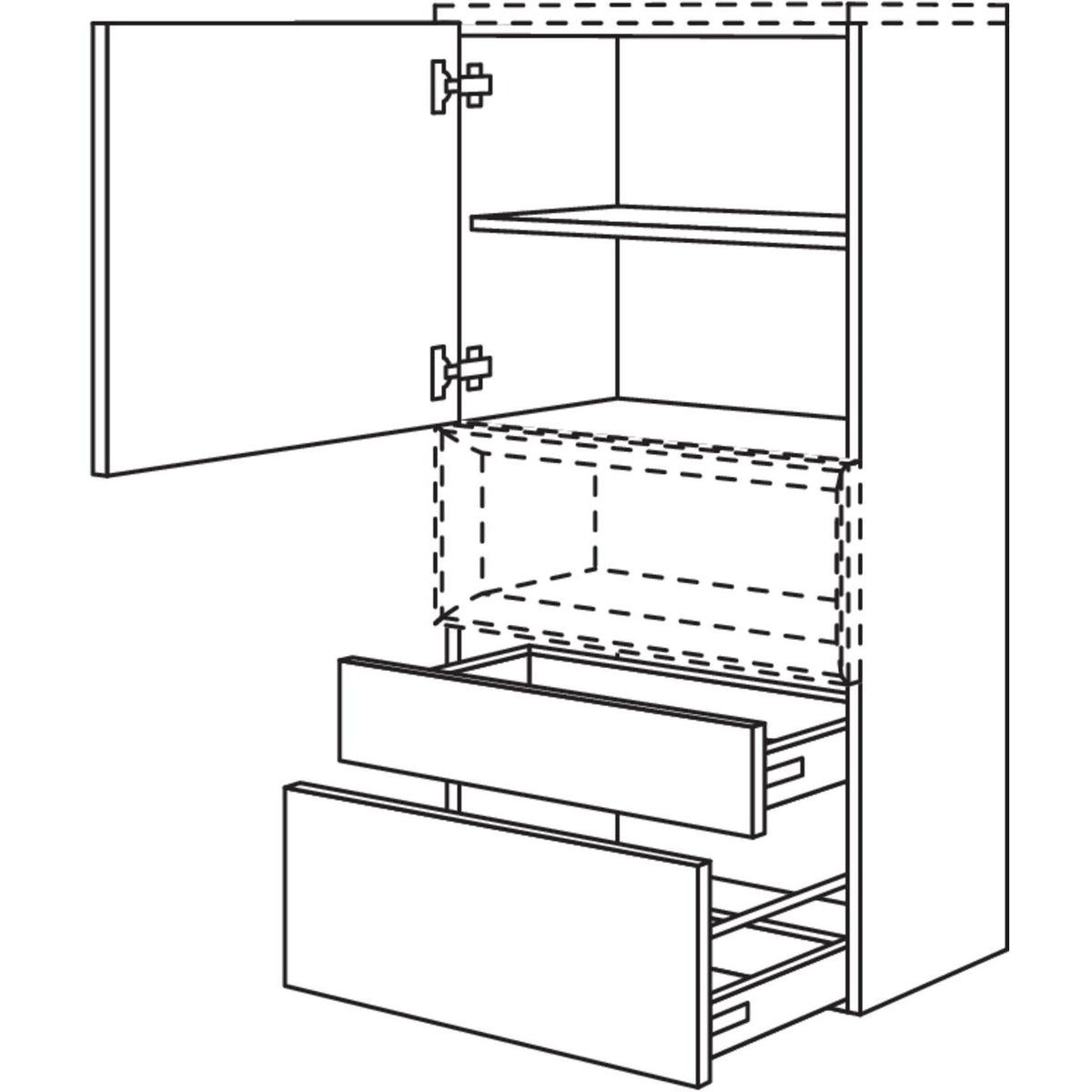 Nobilia Highboard fuer Regaleinsatz Case HBBSAC60-130 67973