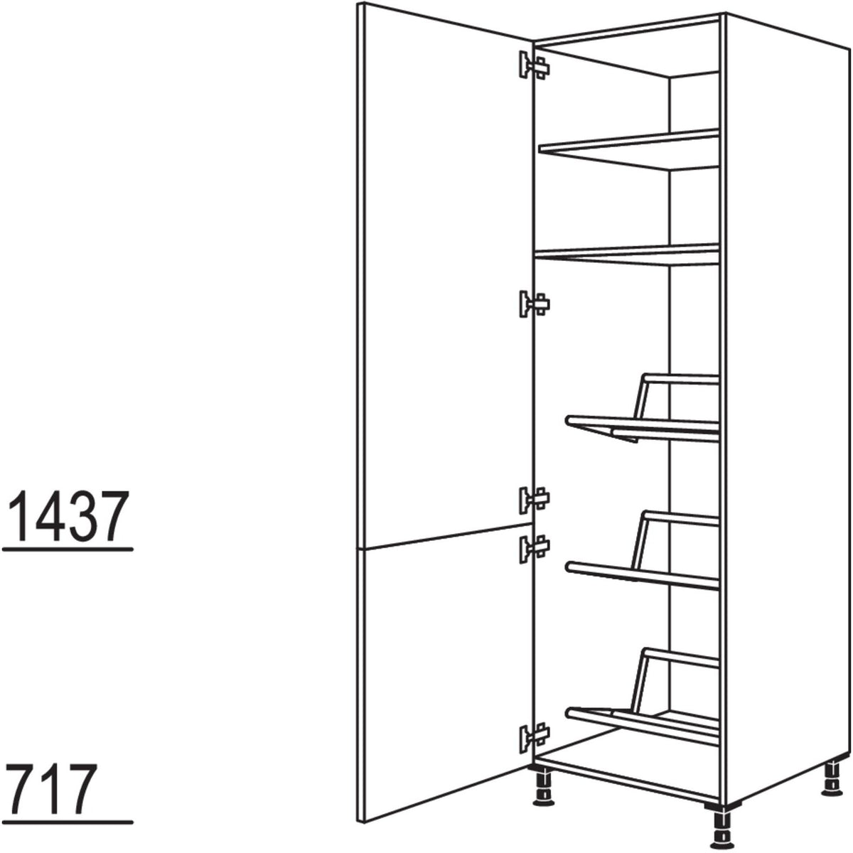 Nobilia Hochschrank fuer Getraenkekisten HDGTK60-3 45077