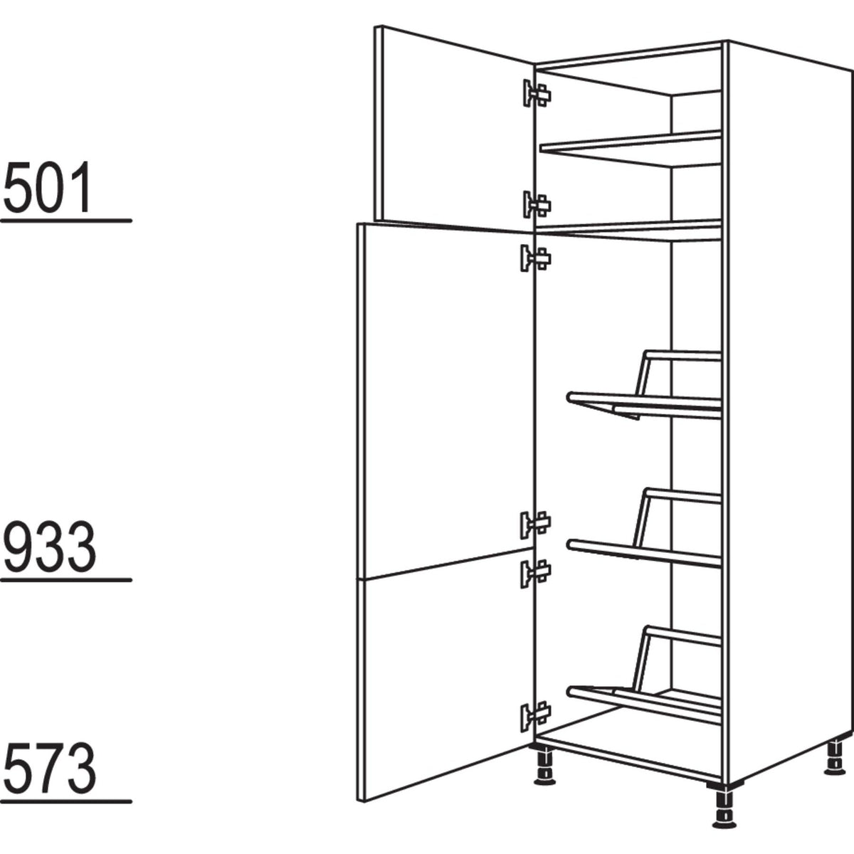 Nobilia Hochschrank fuer Getraenkekisten HGTK60-1 24076