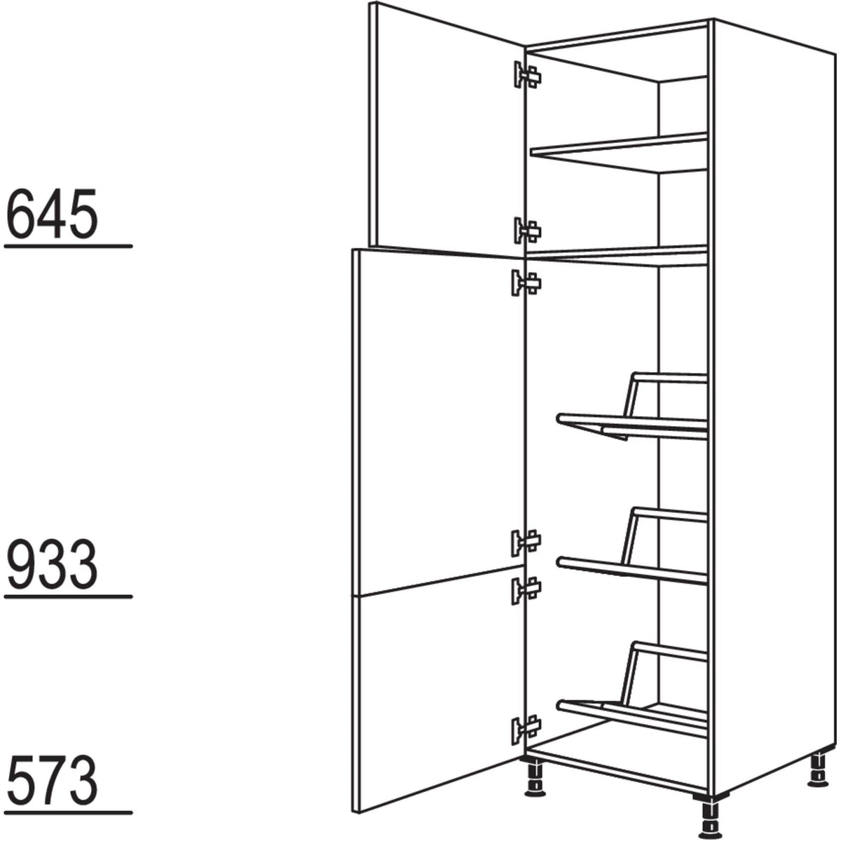 Nobilia Hochschrank fuer Getraenkekisten HGTK60-3 45076