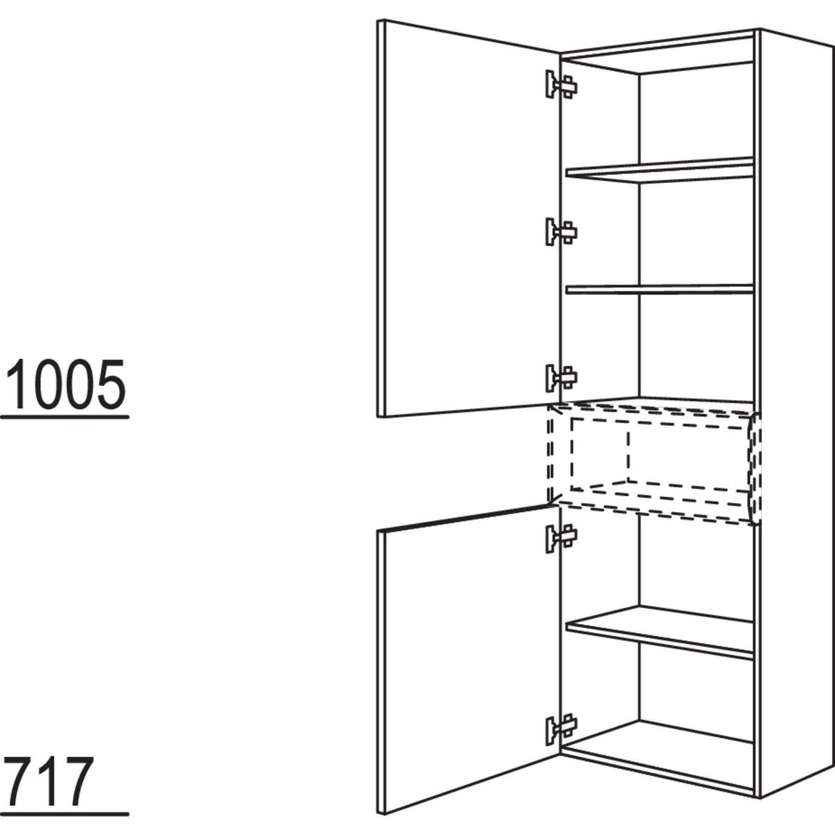 Nobilia Hochschrank fuer Regaleinsatz Case HBCM45-202 67974
