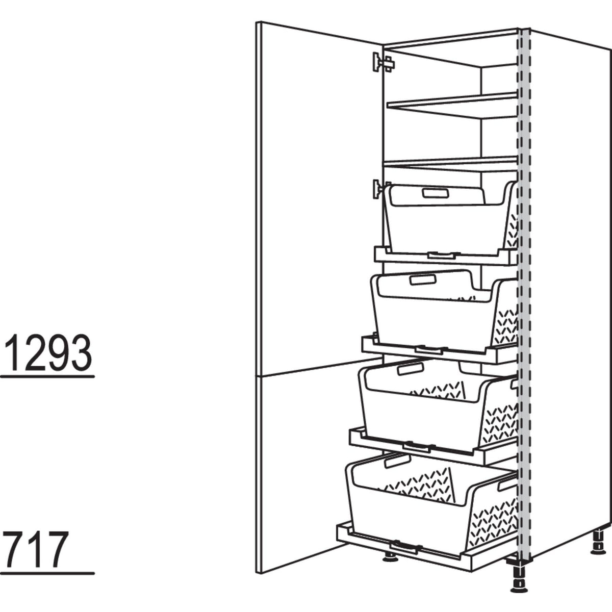 Nobilia Hochschrank mit Waeschekorb-Tablar Laundry-Area NHSWTAB60-1 21175