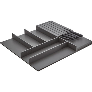 nobilia Range-couverts en bois de frêne gris ardoise avec bloc à couteaux BE-M60ES 52,7 cm
