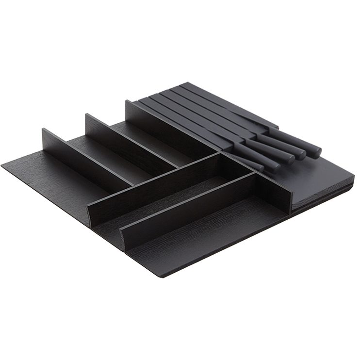 Nobilia Holz-Besteckeinsatz Esche schwarz mit Messerblock BE-M60N 39414
