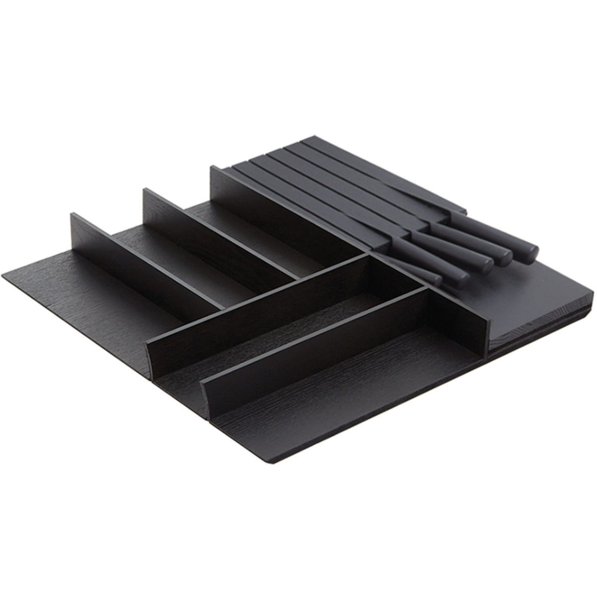 Nobilia Holz-Besteckeinsatz Esche schwarz mit Messerblock BE-M60N 39414