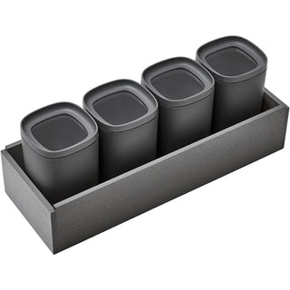 nobilia Inserto de madera de fresno gris pizarra con tarros de almacenamiento HEVD4-ES 16,8 cm