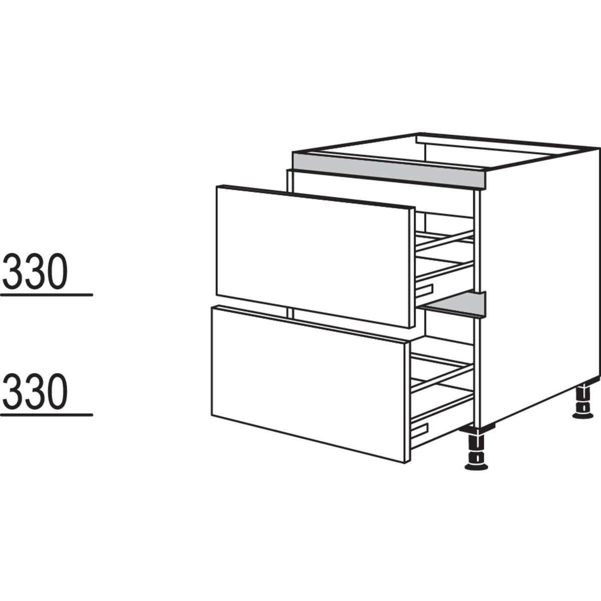 Nobilia Kochstellenschrank fuer Slim Line-Arbeitsplatten NK2A60-SL 51336