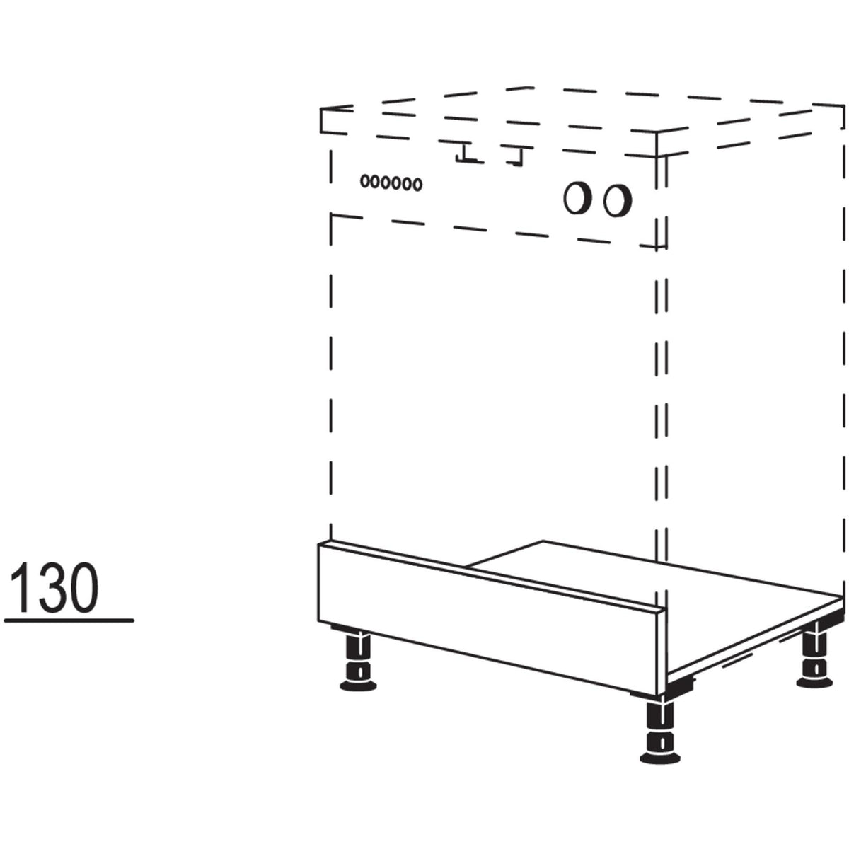 Nobilia Maxi-Unterbau fuer integrierten Geschirrspueler fuer Geraetehoehe- 845 bis 865 mm GSUG60-M 40098
