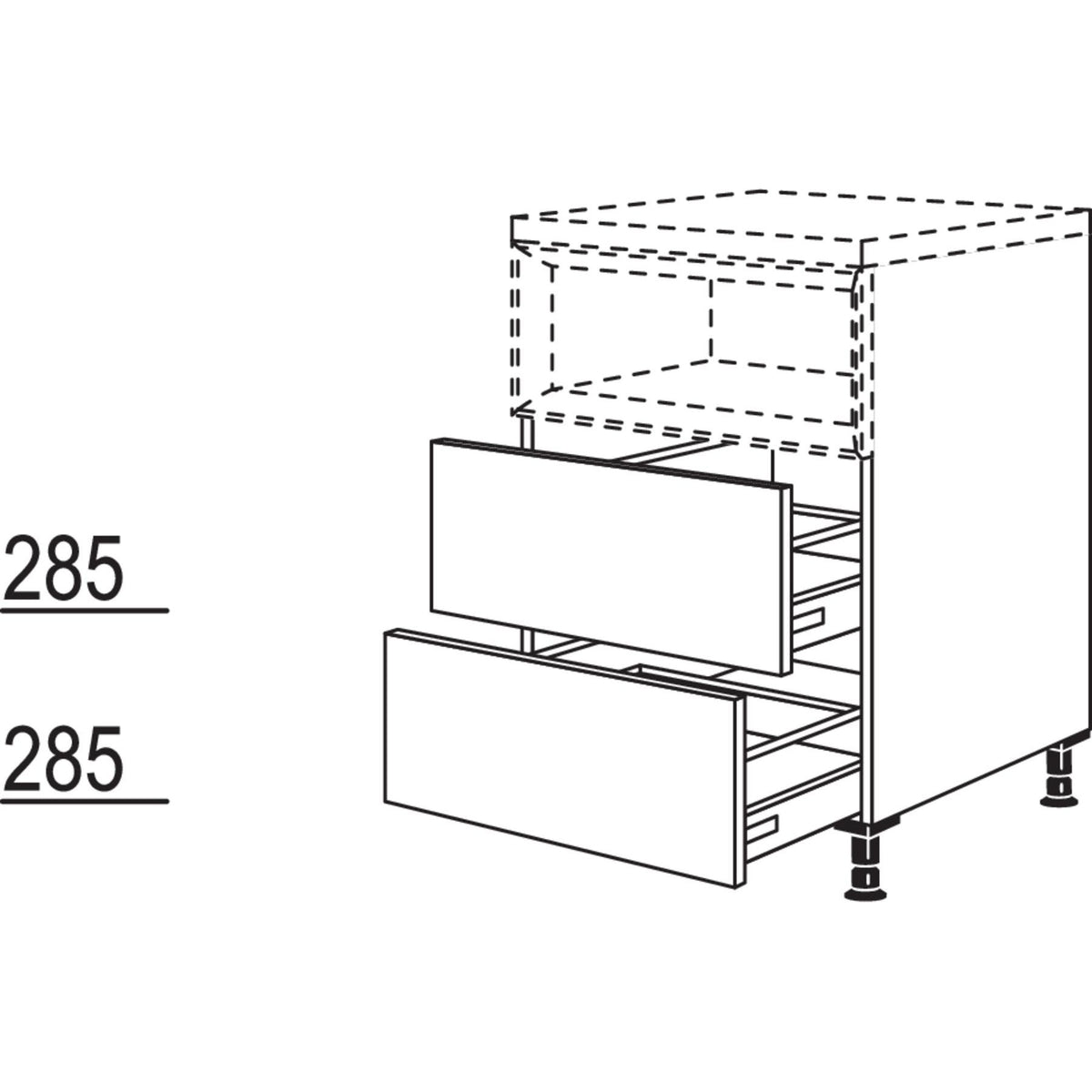 Nobilia Maxi-Unterschrank fuer Regaleinsatz Case U2AC120-M 23028