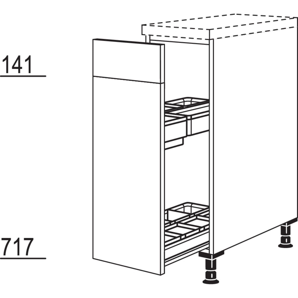 Nobilia Maxi-Unterschrank mit Apothekerauszug Junior UAJO30-M 42140