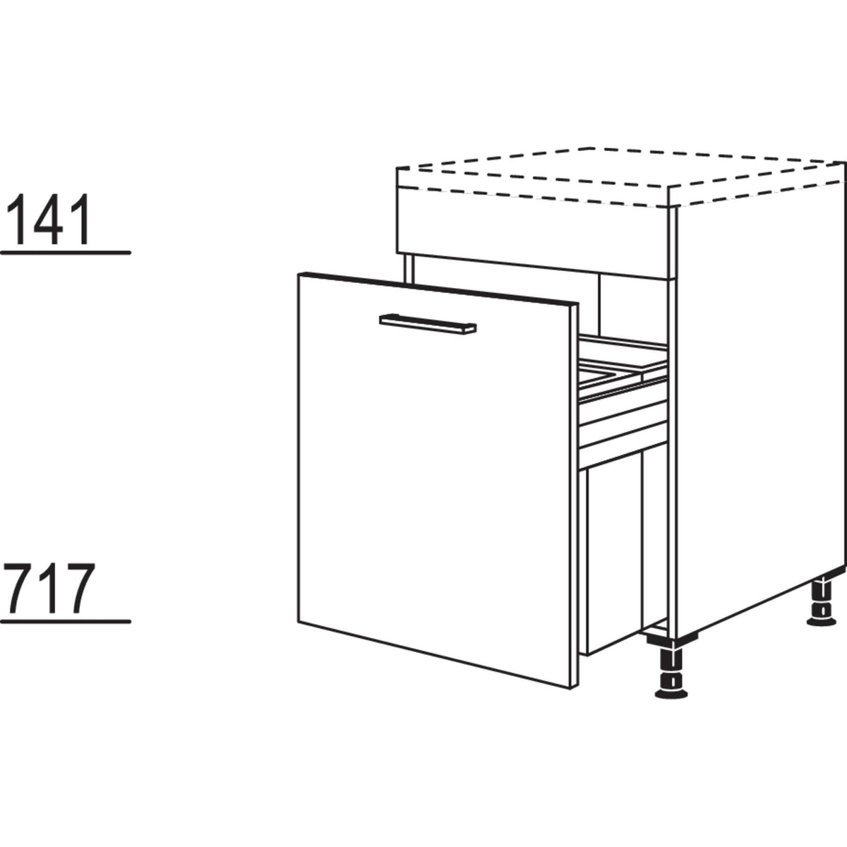 Nobilia Maxi-Unterschrank mit Muelltrennsystem Euro-Cargo UASL-EC60-M 43473