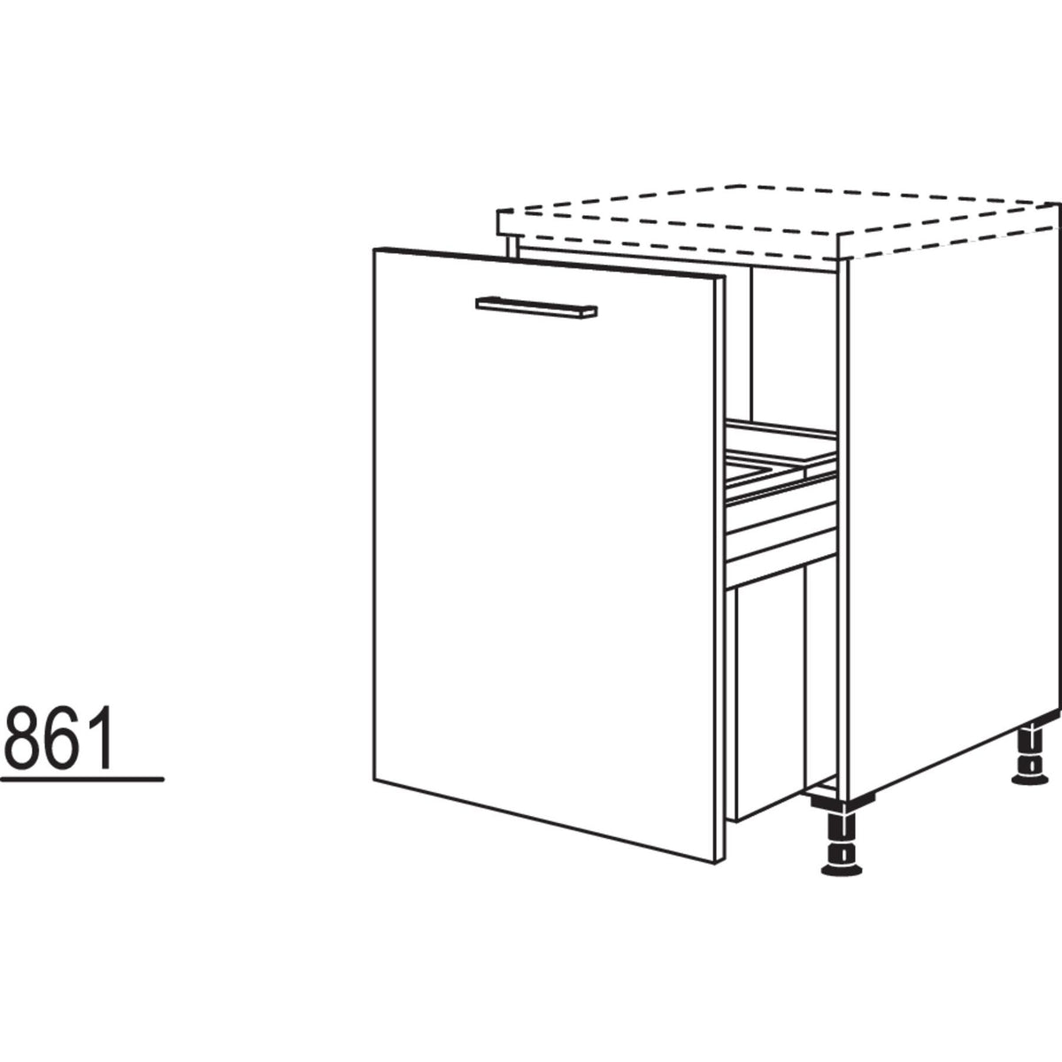 Nobilia Maxi-Unterschrank mit Muelltrennsystem Euro-Cargo UDASL-EC60-M 41473
