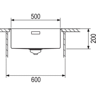 RODI: Inbouwspoelbak BOX LUX 57, roestvrij staal, vlakke inbouw mogelijk 87217 55 cm