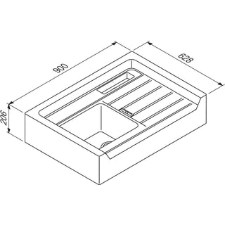 SCHOCK: Grando M-100 Granite Sink, made of CRISTADUR®, bowl left, Magma 87834 90 cm