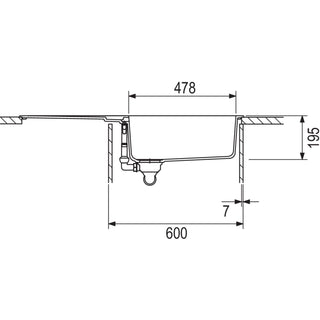 SCHOCK: Built-in sink Patos D- 100 L, made of CRISTADUR®, Magma 87432 100 cm