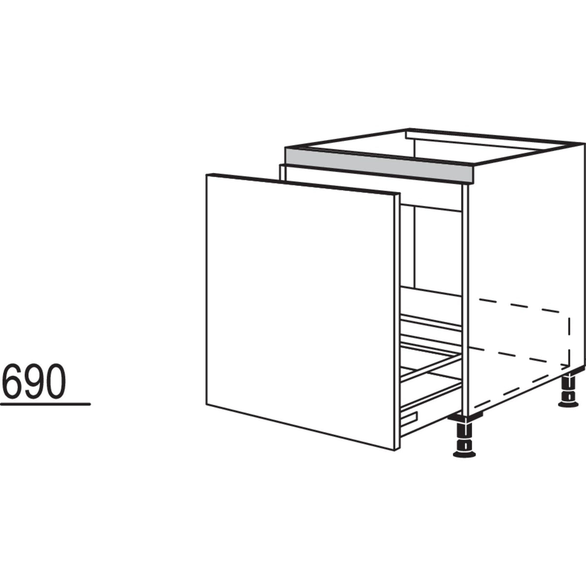 Nobilia Spuelenschrank fuer bauseitige Wertstoffbehaelter-Systeme NSPUA-BW60 50296