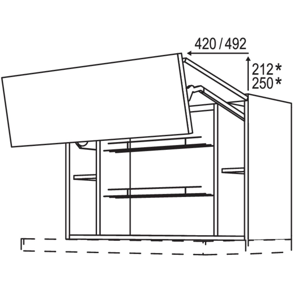 Nobilia Wandschrank Falt-Lifttuer fuer Flachschirm-Dunsthauben WDAFFL90-1 30842