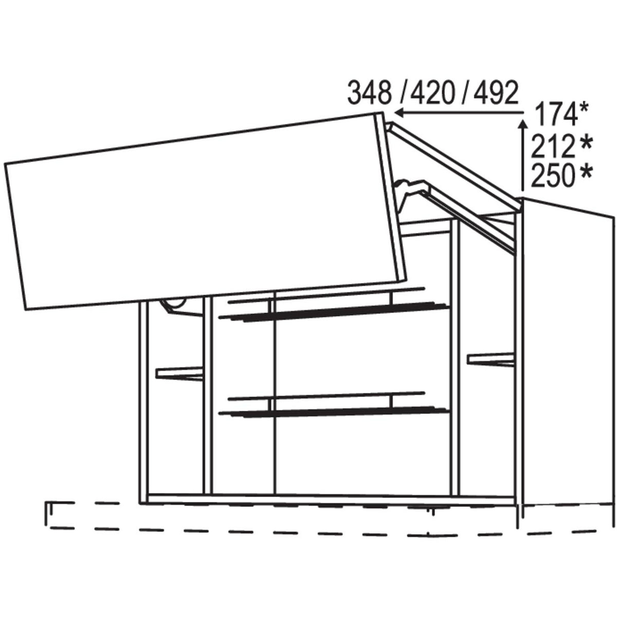 nobilia Wandschrank Falt-Lifttuer fuer Flachschirm-Dunsthauben WDAFFL90-58 57842
