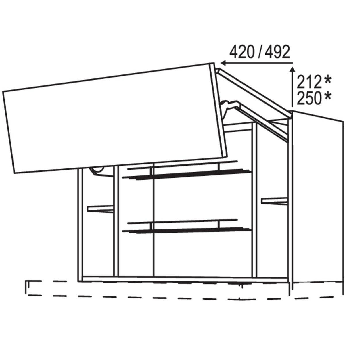 nobilia Wandschrank Falt-Lifttuer fuer Flachschirm-Dunsthauben WDAFFL90-58 57842